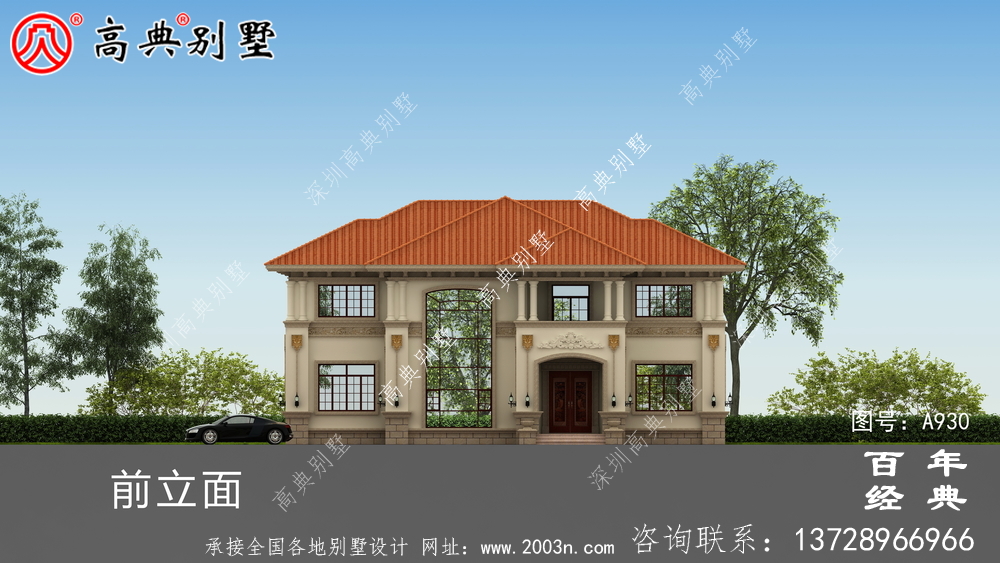 高檔復式二層式別墅設計圖紙及效果圖_農村自營住宅設計圖