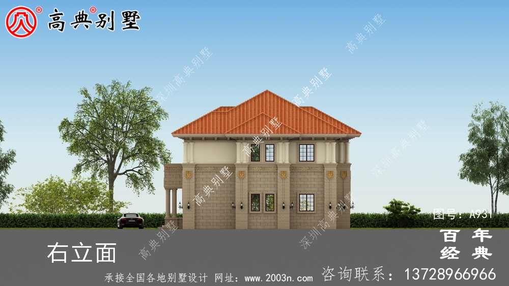 歐式二層復式別墅設計圖紙及效果圖_二層帶車庫別墅設計圖