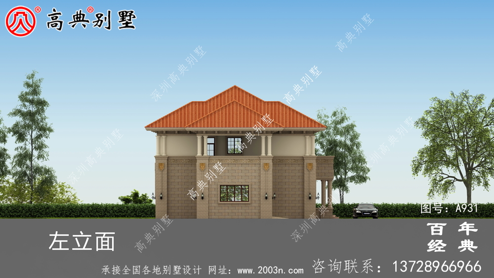 歐式二層復式別墅設計圖紙及效果圖_二層帶車庫別墅設計圖