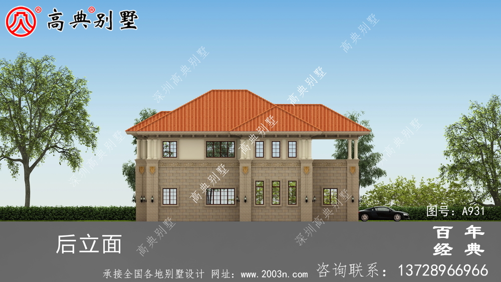 歐式二層復式別墅設計圖紙及效果圖_二層帶車庫別墅設計圖