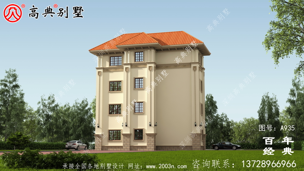 高檔復式四層歐式豪宅別墅設計圖紙及效果圖_歐式豪華四層別墅四件套
