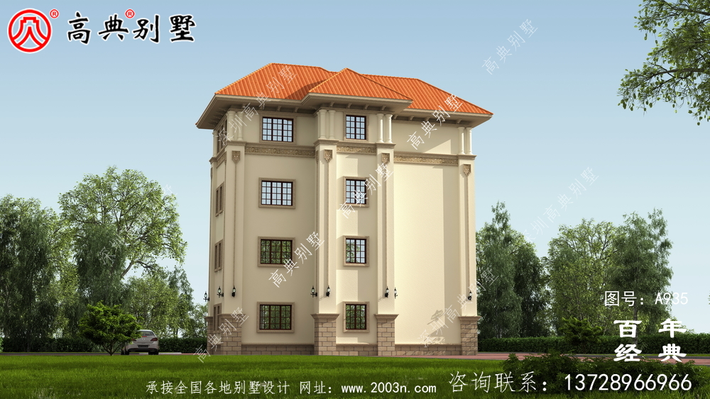 高檔復式四層歐式豪宅別墅設計圖紙及效果圖_歐式豪華四層別墅四件套