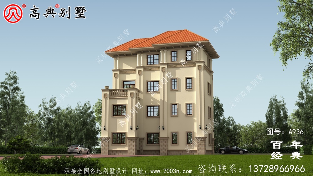歐式四層復式豪宅別墅設計圖紙及效果圖_四層別墅設計圖紙