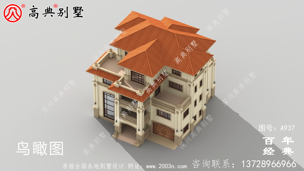 歐式獨棟四層別墅設計圖紙及效果圖_四層別墅裝修效果圖