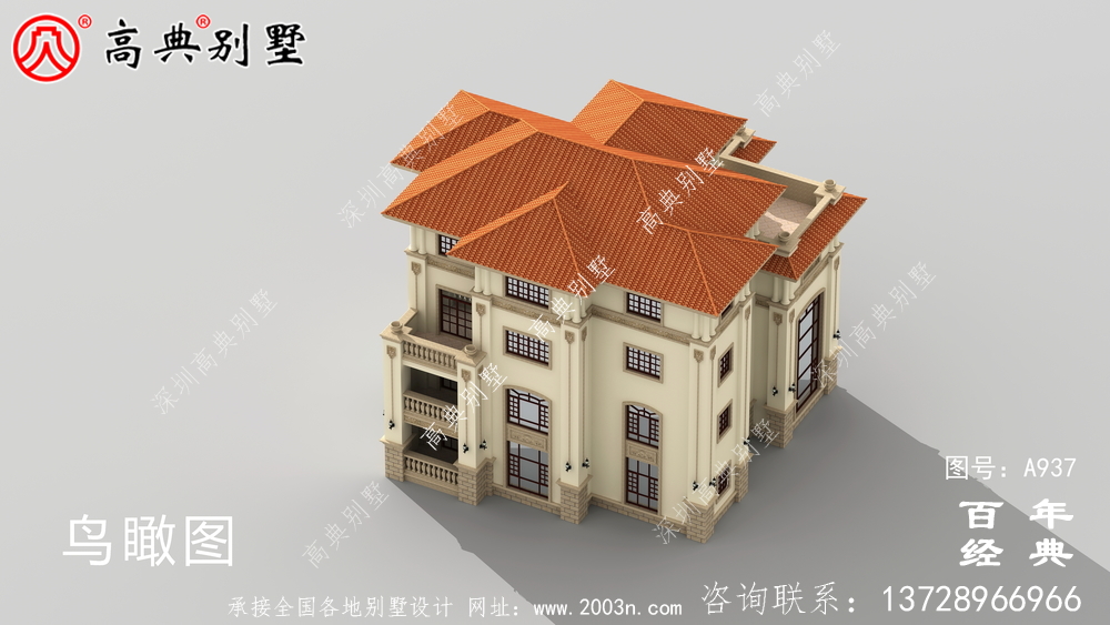 歐式獨棟四層別墅設計圖紙及效果圖_四層別墅裝修效果圖