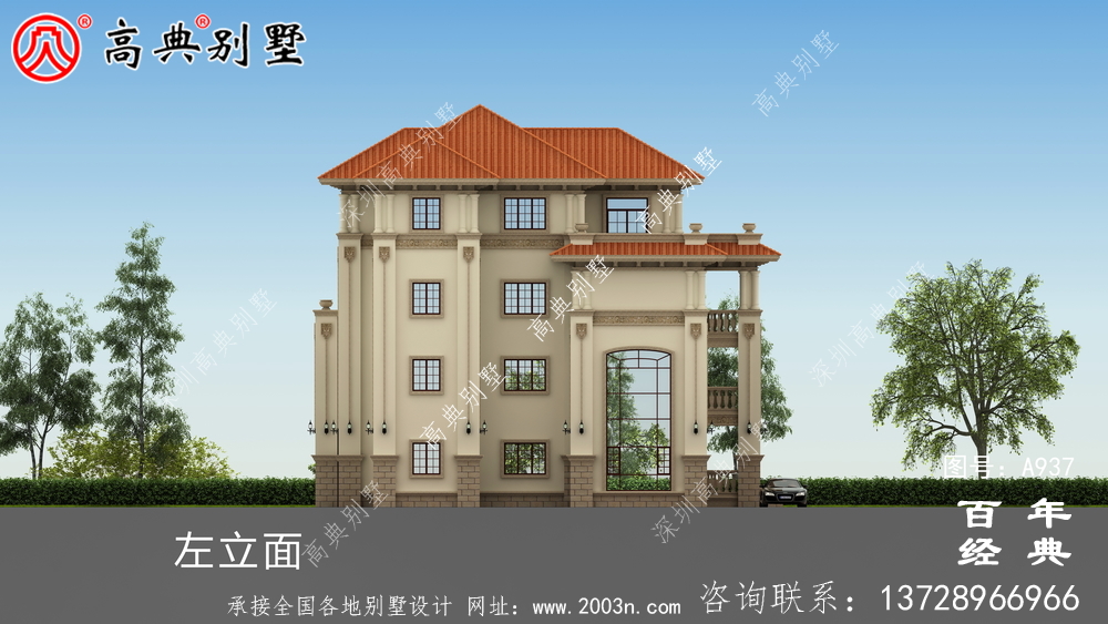 歐式獨棟四層別墅設計圖紙及效果圖_四層別墅裝修效果圖