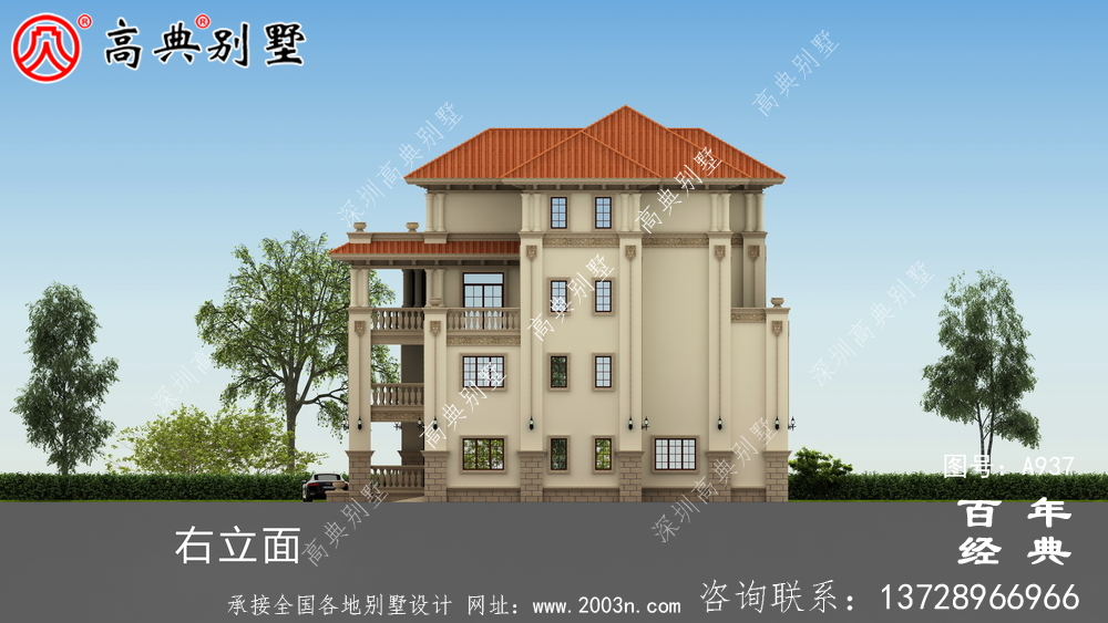 歐式獨棟四層別墅設計圖紙及效果圖_四層別墅裝修效果圖