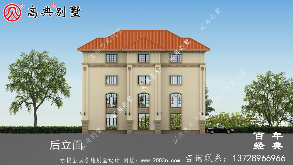 歐式四層獨棟別墅設計及效果圖_四層別墅外觀效果圖