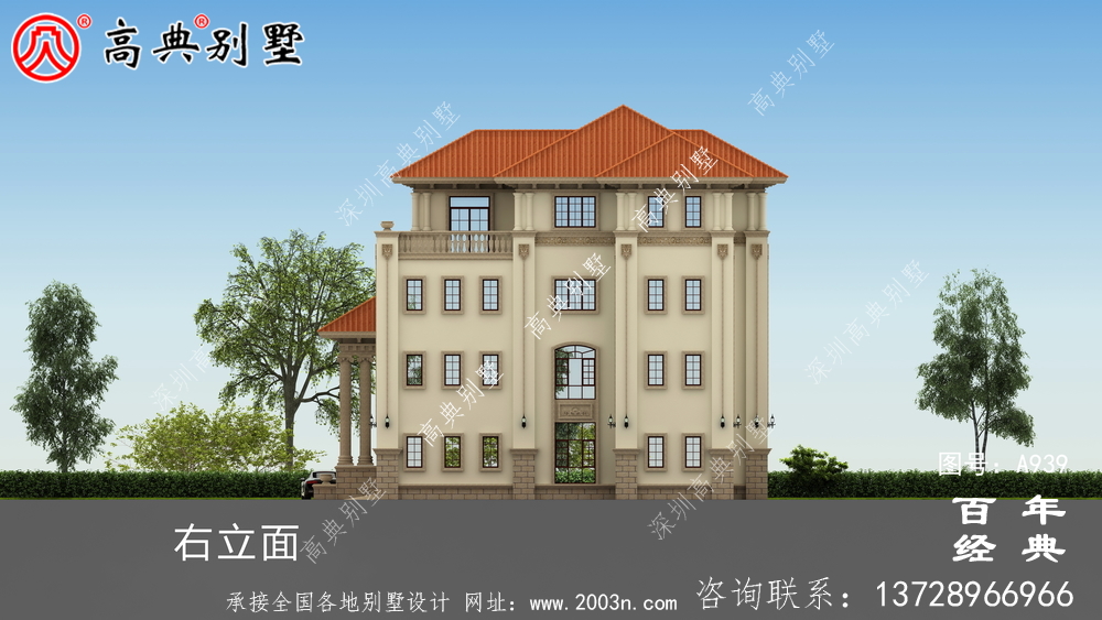 歐式四層獨棟別墅設計及效果圖_四層別墅外觀效果圖