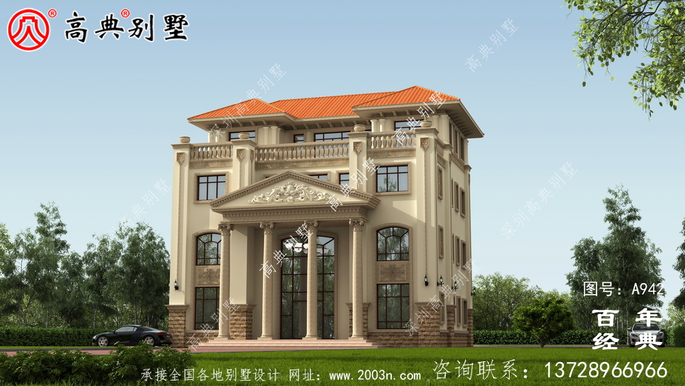 歐式豪華復式四層別墅設計效果圖及施工圖紙_歐式豪華四層別墅