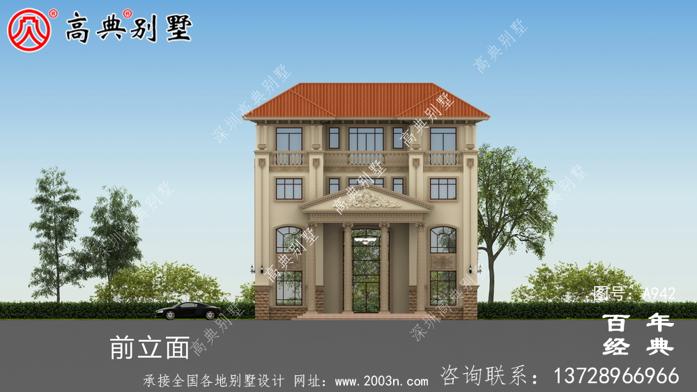 歐式豪華復式四層別墅設計效果圖及施工圖紙_歐式豪華四層別墅
