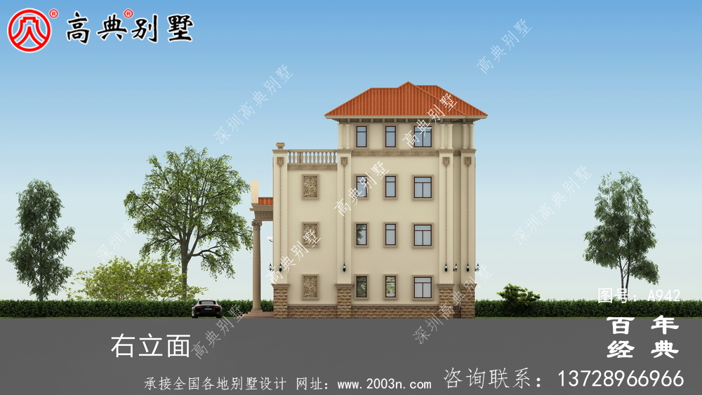 歐式豪華復式四層別墅設計效果圖及施工圖紙_歐式豪華四層別墅