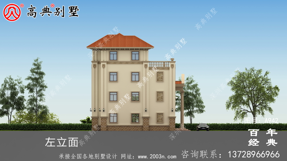 歐式豪華復式四層別墅設計效果圖及施工圖紙_歐式豪華四層別墅