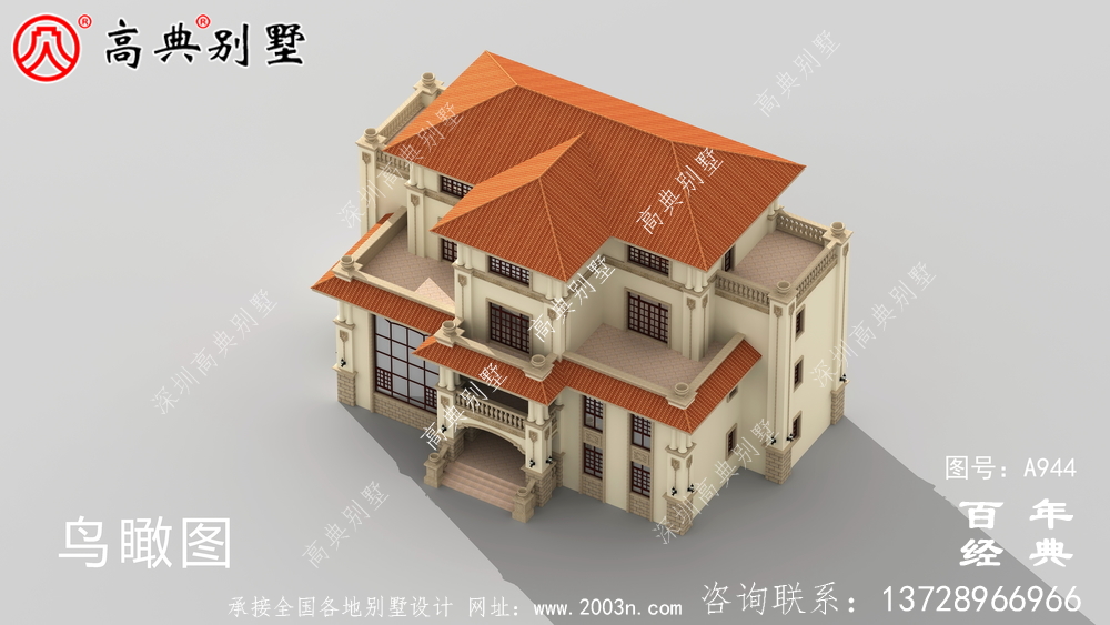 復式四層歐式豪華別墅設計效果圖與施工圖_農村四層別墅圖紙