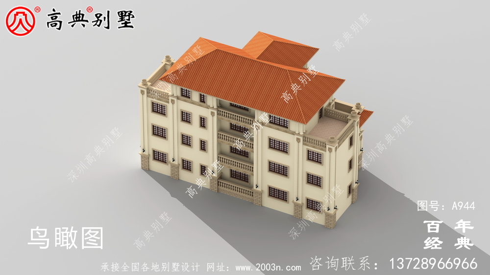 復式四層歐式豪華別墅設計效果圖與施工圖_農村四層別墅圖紙