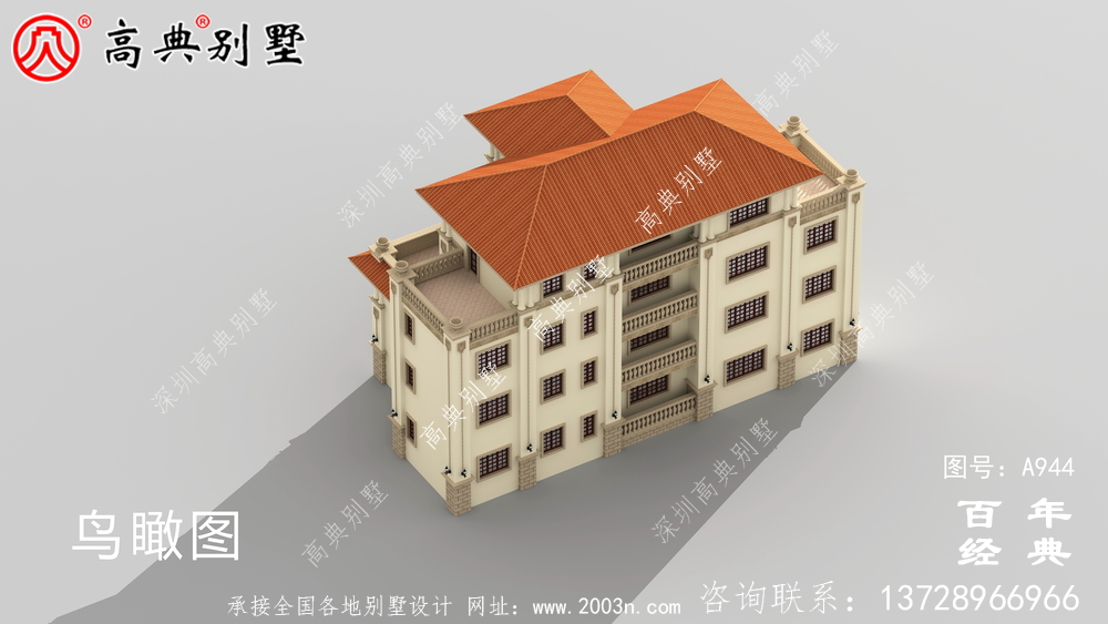 復式四層歐式豪華別墅設計效果圖與施工圖_農村四層別墅圖紙