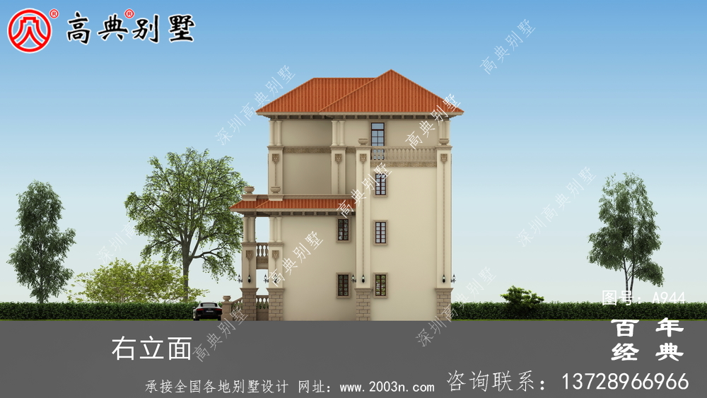 復式四層歐式豪華別墅設計效果圖與施工圖_農村四層別墅圖紙