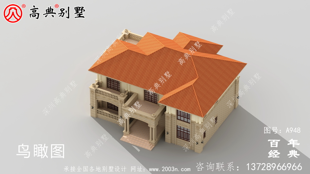 農村二層帶陽臺獨棟別墅裝修效果圖及施工圖紙_鄉村雙層別墅設計圖紙