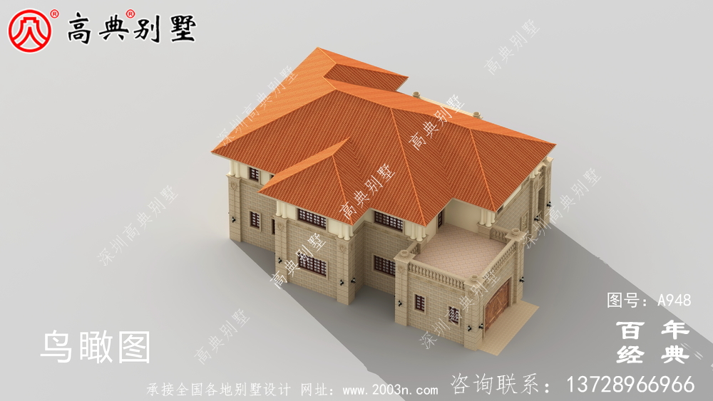 農村二層帶陽臺獨棟別墅裝修效果圖及施工圖紙_鄉村雙層別墅設計圖紙