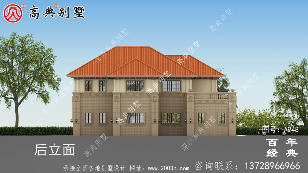 農村二層帶陽臺獨棟別墅裝修效果圖及施工圖紙_鄉村雙層別墅設計圖紙