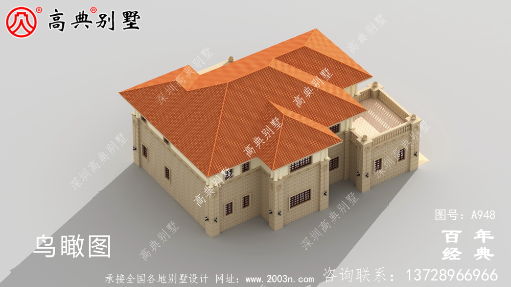 農村二層帶陽臺獨棟別墅裝修效果圖及施工圖紙_鄉村雙層別墅設計圖紙