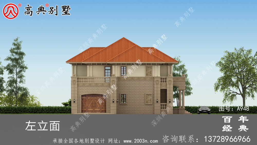 農村二層帶陽臺獨棟別墅裝修效果圖及施工圖紙_鄉村雙層別墅設計圖紙