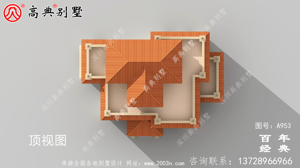 歐式豪華大氣復式四層別墅外觀效果圖與施工圖設計_四層別墅設計圖