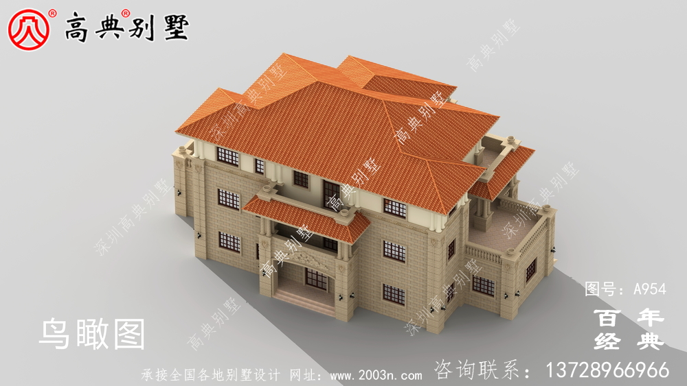 歐式古典三層別墅設(shè)計工程圖紙及效果圖_鄉(xiāng)村三層別墅設(shè)計