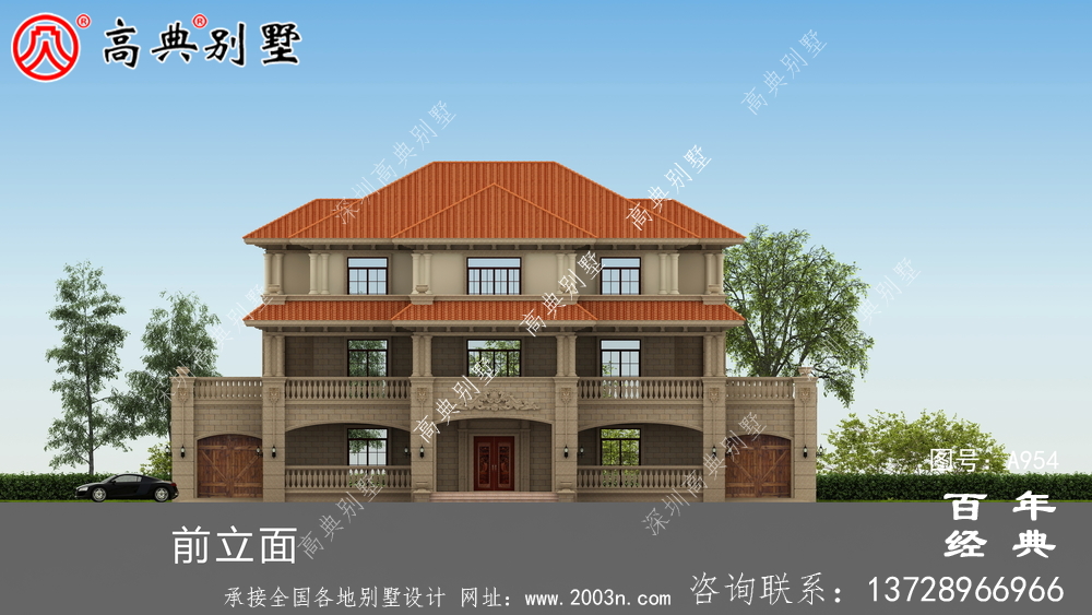 歐式古典三層別墅設(shè)計工程圖紙及效果圖_鄉(xiāng)村三層別墅設(shè)計