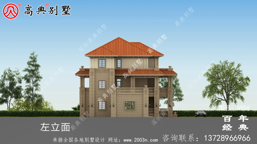 歐式古典三層別墅設(shè)計工程圖紙及效果圖_鄉(xiāng)村三層別墅設(shè)計
