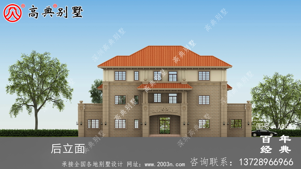 歐式古典三層別墅設(shè)計工程圖紙及效果圖_鄉(xiāng)村三層別墅設(shè)計