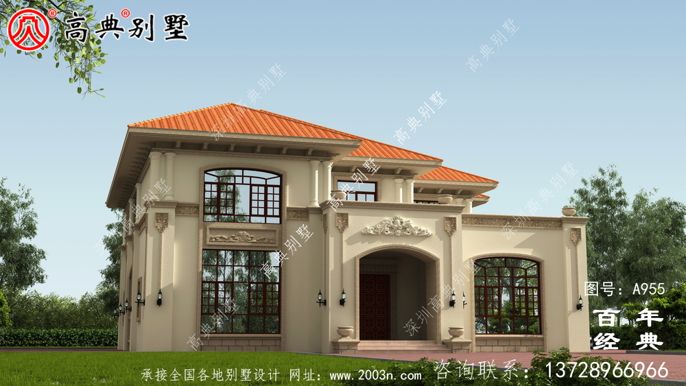 新農(nóng)村復(fù)式二層別墅設(shè)計(jì)圖紙及效果圖_鄉(xiāng)村雙層建造房屋設(shè)計(jì)圖