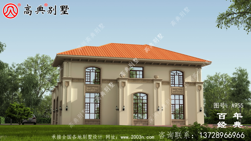 新農(nóng)村復(fù)式二層別墅設(shè)計(jì)圖紙及效果圖_鄉(xiāng)村雙層建造房屋設(shè)計(jì)圖
