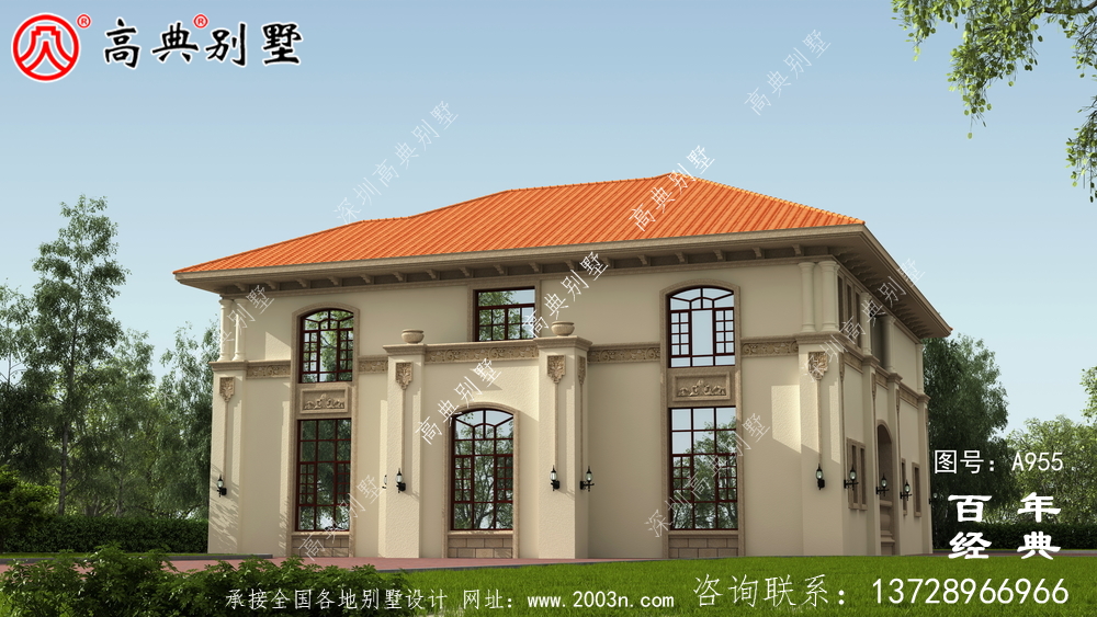 新農(nóng)村復(fù)式二層別墅設(shè)計(jì)圖紙及效果圖_鄉(xiāng)村雙層建造房屋設(shè)計(jì)圖