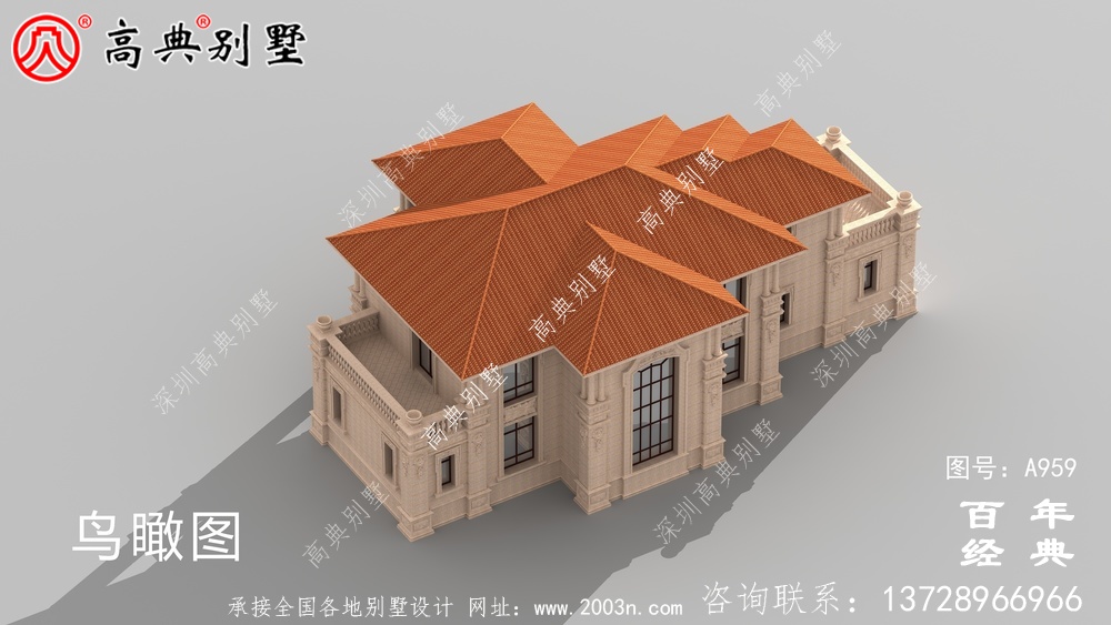 歐式二層復式別墅設計圖紙及設計效果圖_鄉村雙層歐式別墅設計