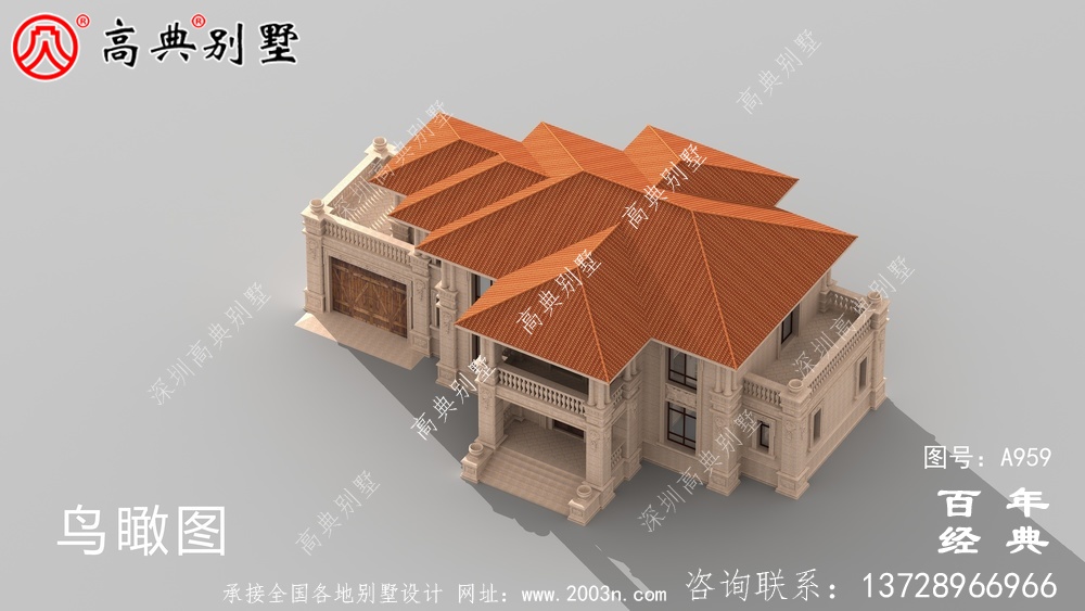 歐式二層復式別墅設計圖紙及設計效果圖_鄉村雙層歐式別墅設計