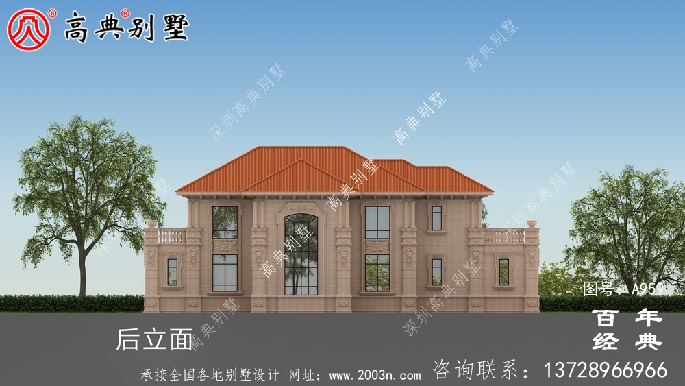 歐式二層復式別墅設計圖紙及設計效果圖_鄉村雙層歐式別墅設計