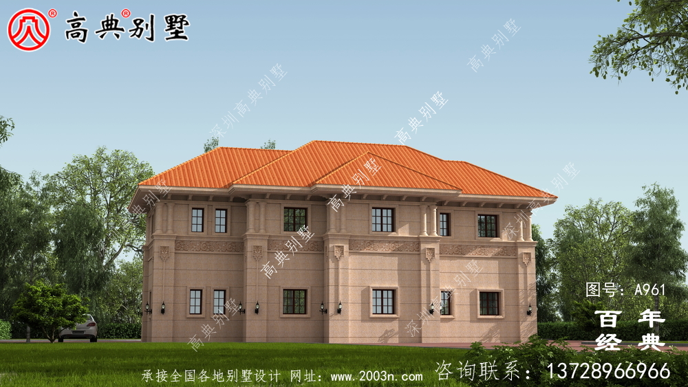 兩層帶車庫的農村別墅設計圖紙及效果圖_兩層農村自建別墅設計圖