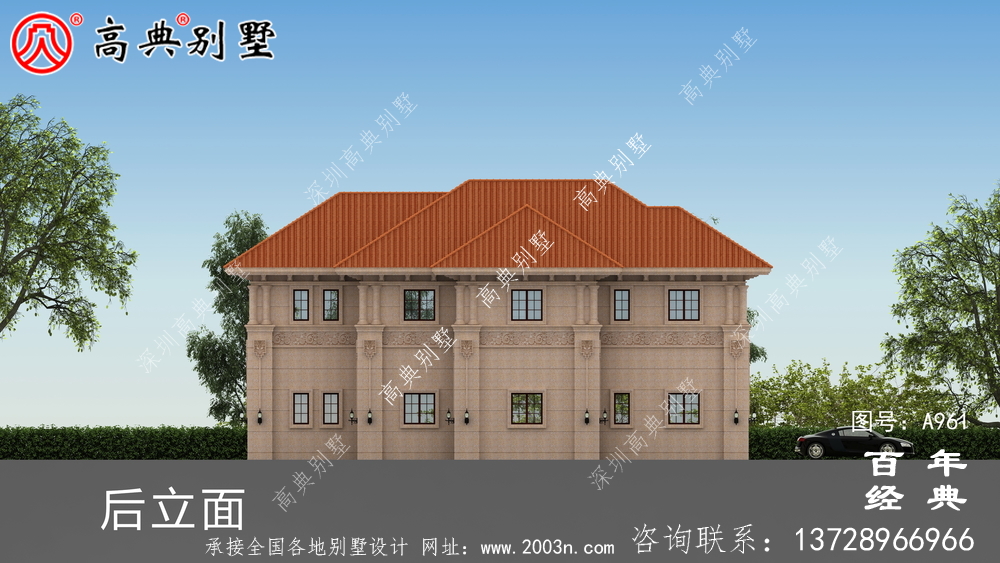 兩層帶車庫的農村別墅設計圖紙及效果圖_兩層農村自建別墅設計圖