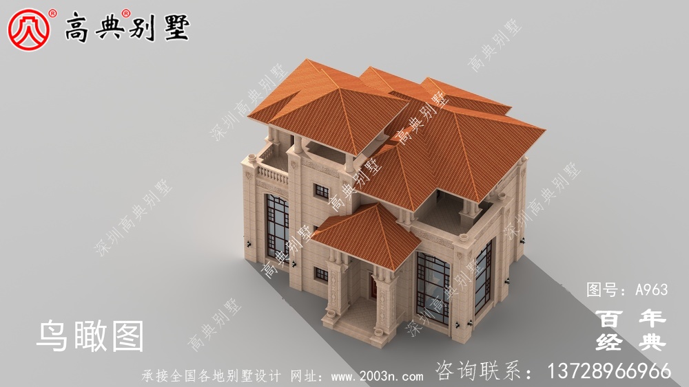 復(fù)式三層農(nóng)村別墅外觀效果圖與施工圖設(shè)計(jì)_農(nóng)村三層別墅設(shè)計(jì)圖