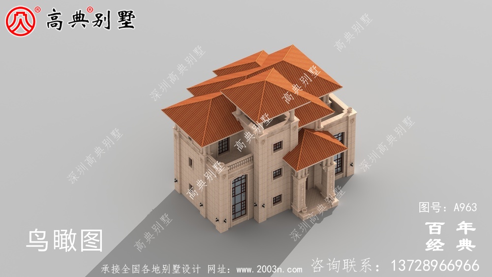 復(fù)式三層農(nóng)村別墅外觀效果圖與施工圖設(shè)計(jì)_農(nóng)村三層別墅設(shè)計(jì)圖