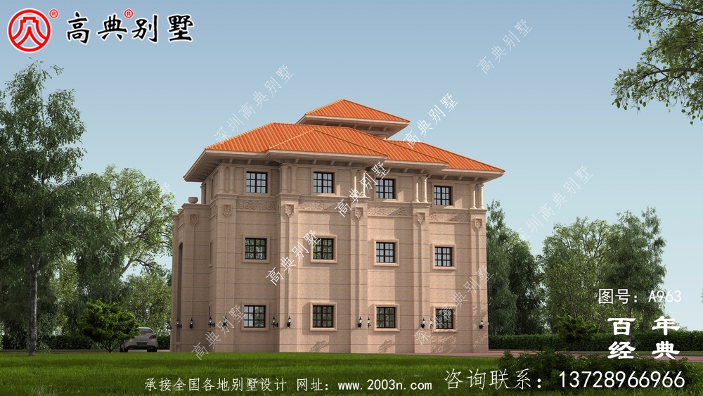 復(fù)式三層農(nóng)村別墅外觀效果圖與施工圖設(shè)計(jì)_農(nóng)村三層別墅設(shè)計(jì)圖