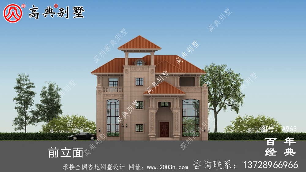 復(fù)式三層農(nóng)村別墅外觀效果圖與施工圖設(shè)計(jì)_農(nóng)村三層別墅設(shè)計(jì)圖