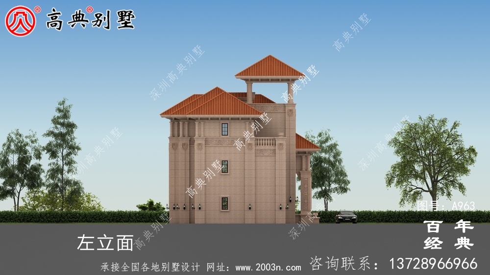 復(fù)式三層農(nóng)村別墅外觀效果圖與施工圖設(shè)計(jì)_農(nóng)村三層別墅設(shè)計(jì)圖