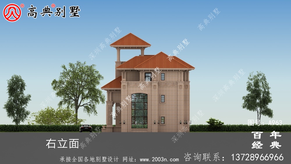 復(fù)式三層農(nóng)村別墅外觀效果圖與施工圖設(shè)計(jì)_農(nóng)村三層別墅設(shè)計(jì)圖