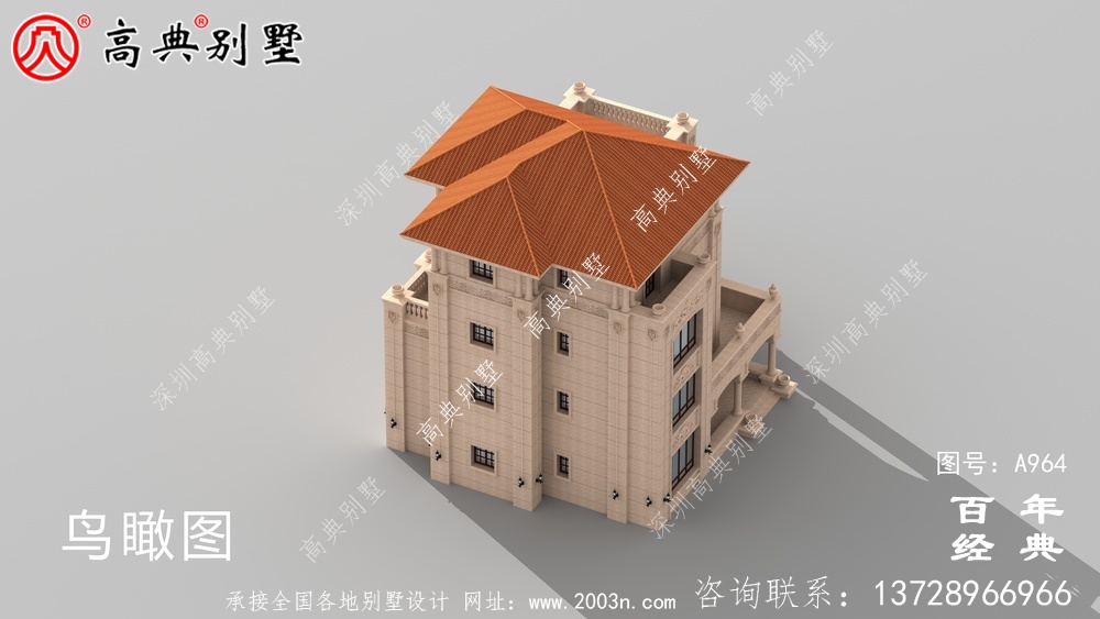 復式四層帶陽臺鄉村別墅設計圖紙及效果圖_四層別墅設計圖紙