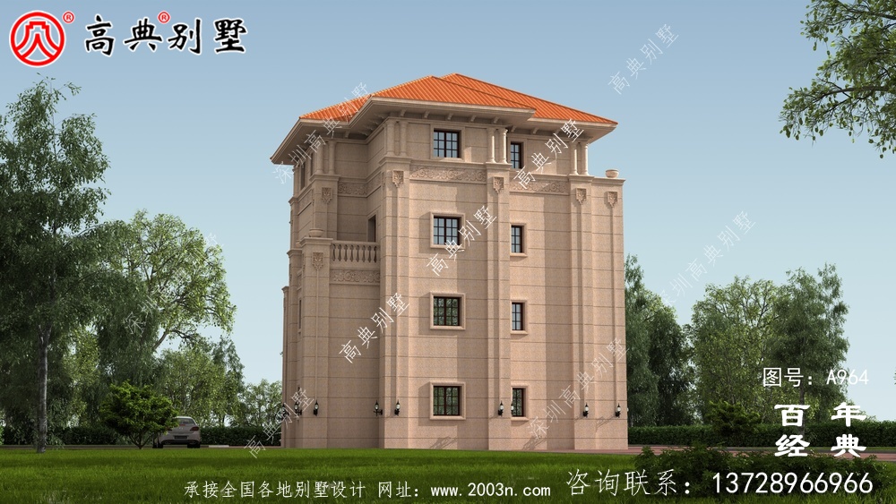 復式四層帶陽臺鄉村別墅設計圖紙及效果圖_四層別墅設計圖紙