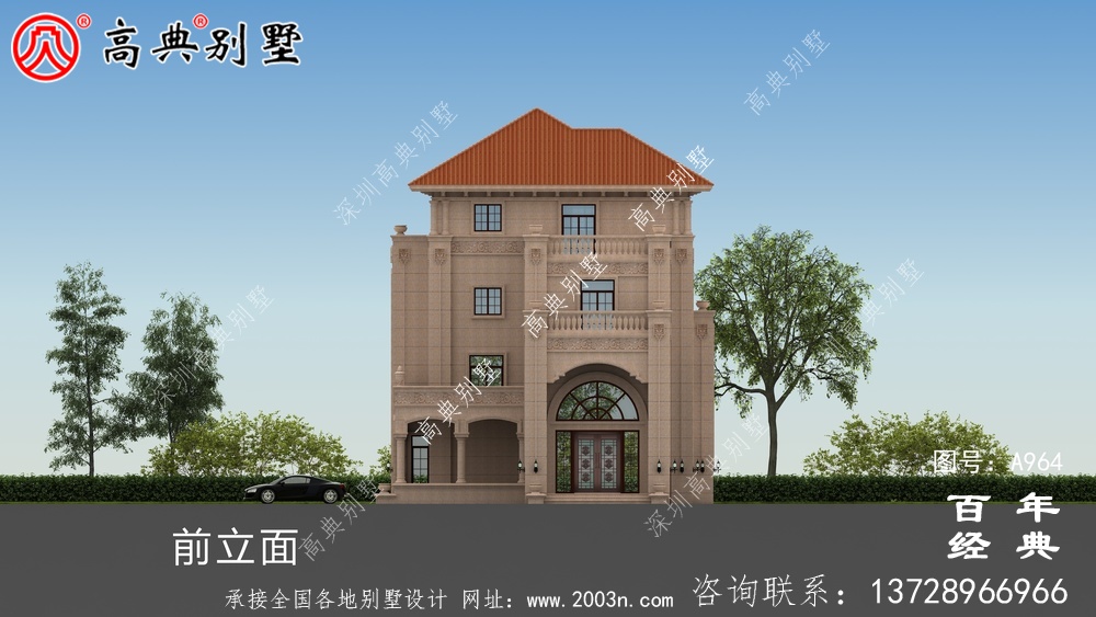 復式四層帶陽臺鄉村別墅設計圖紙及效果圖_四層別墅設計圖紙
