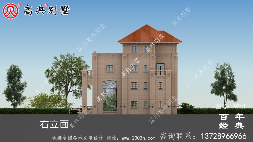 復式四層帶陽臺鄉村別墅設計圖紙及效果圖_四層別墅設計圖紙