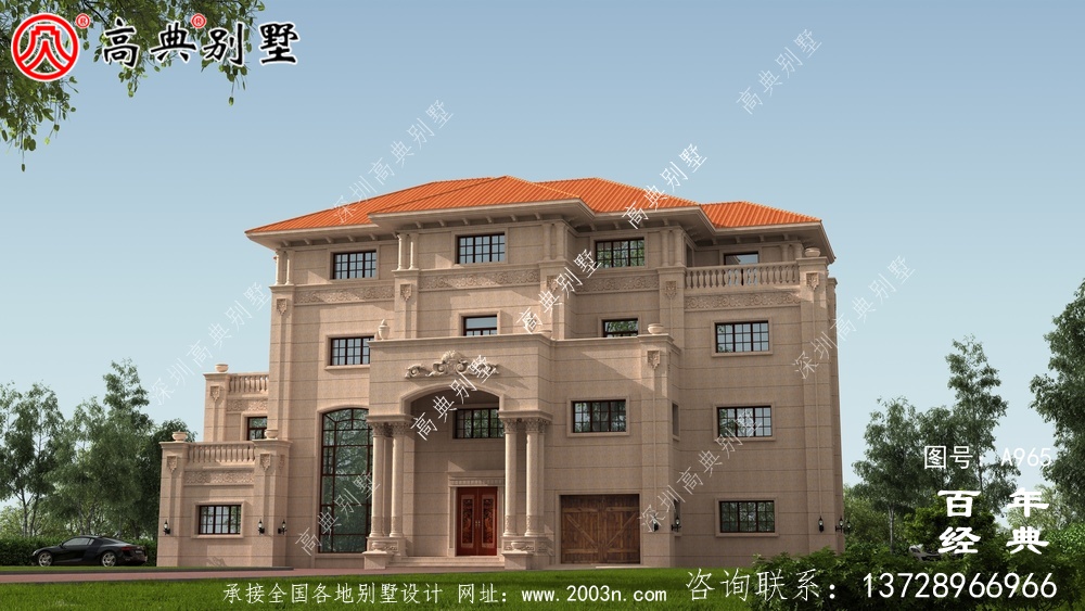 歐式高檔四層復式別墅設計圖紙及效果圖_四層別墅設計圖